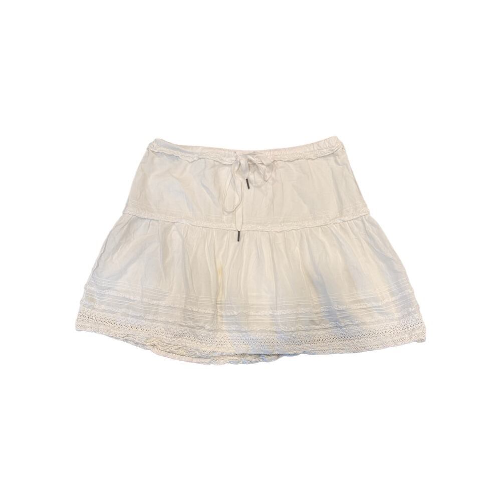 Abercrombie & Fitch Crochet Cream Mini Skirt Coquette Soft Girl Size M Boho